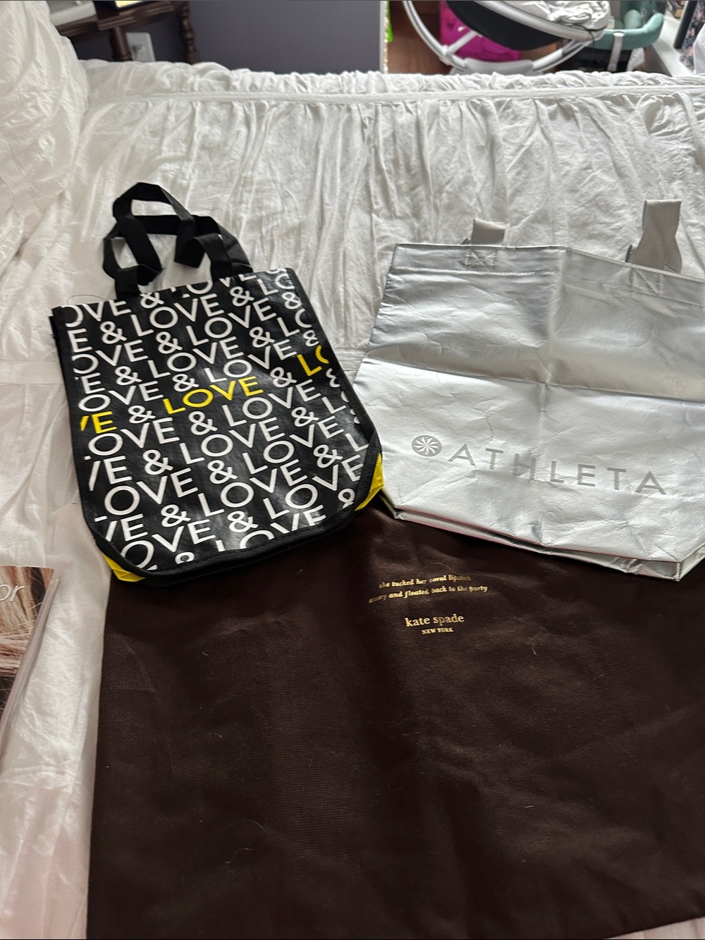 kate spade Black and White Tote with Yellow Accents
